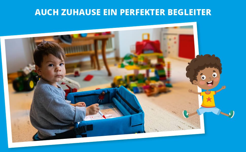 Kinder-Reisespieltisch-Auto mit Tablethalterung blau, Kinder -Reisespieltisch-Auto mit Tablethalterung blau, Kindersitz Zubehör, Kids  & Co